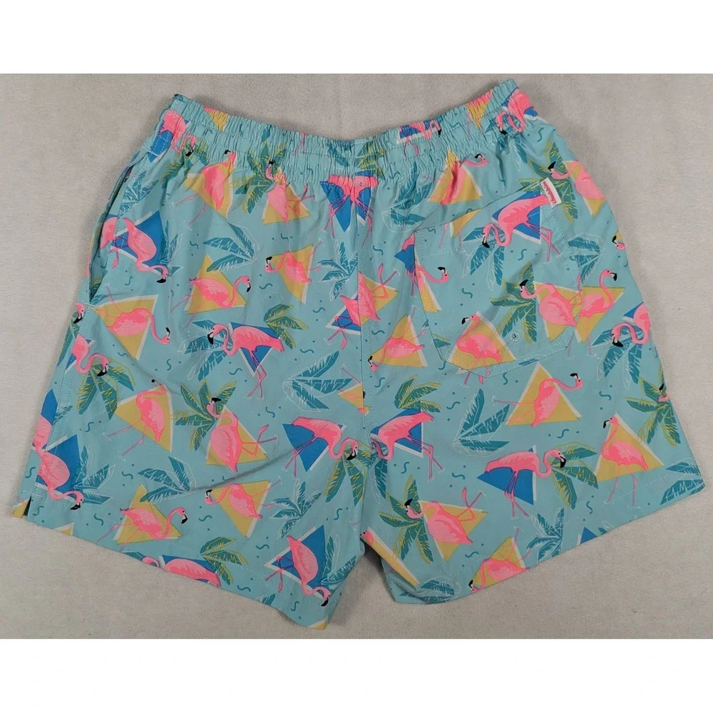 Chubbies Mens Flamingo Palm Tree Swim Trunks Blue 5.5 Inch Inseam Medium